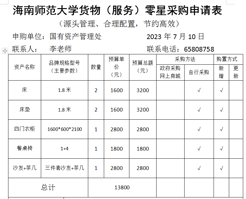 桂林洋教师周转房家具购置公示