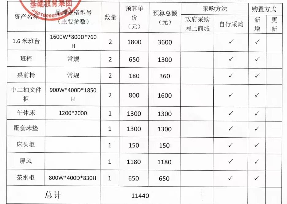 基础教育集团办公设备、家具采购公示